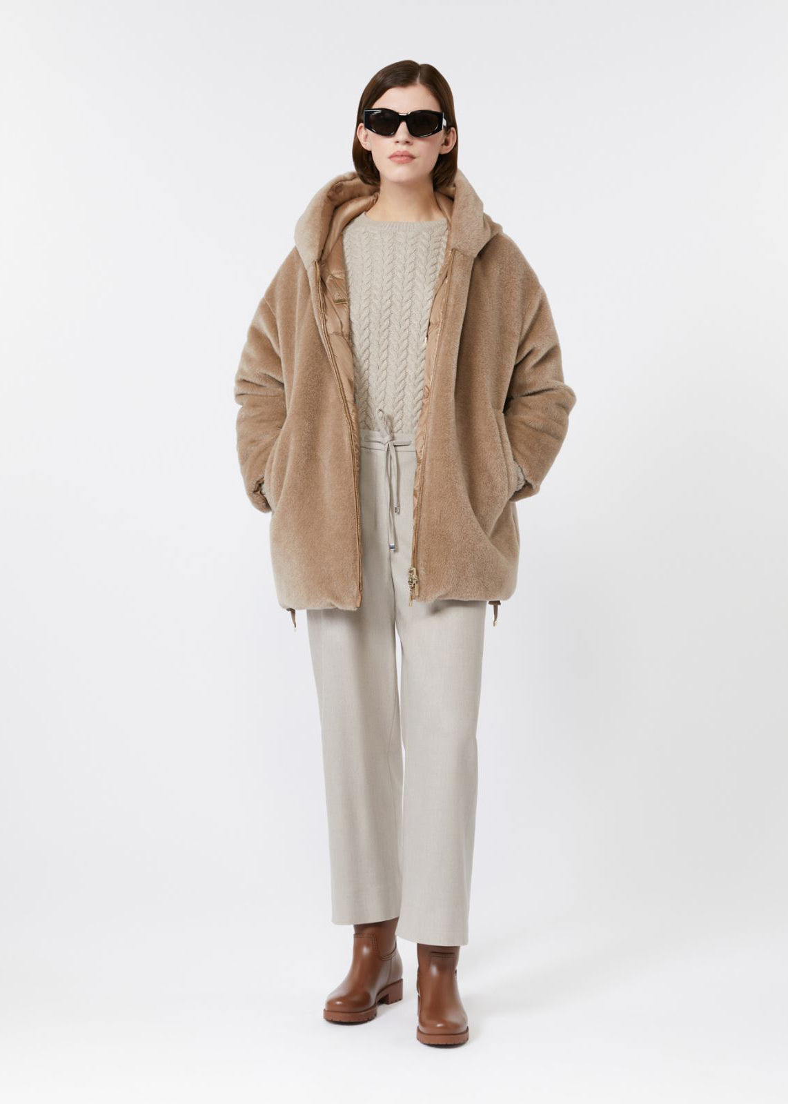 GIACCA IMBOTTITA REVERSIBILE IN ALPACA E LANA - OLIVIA