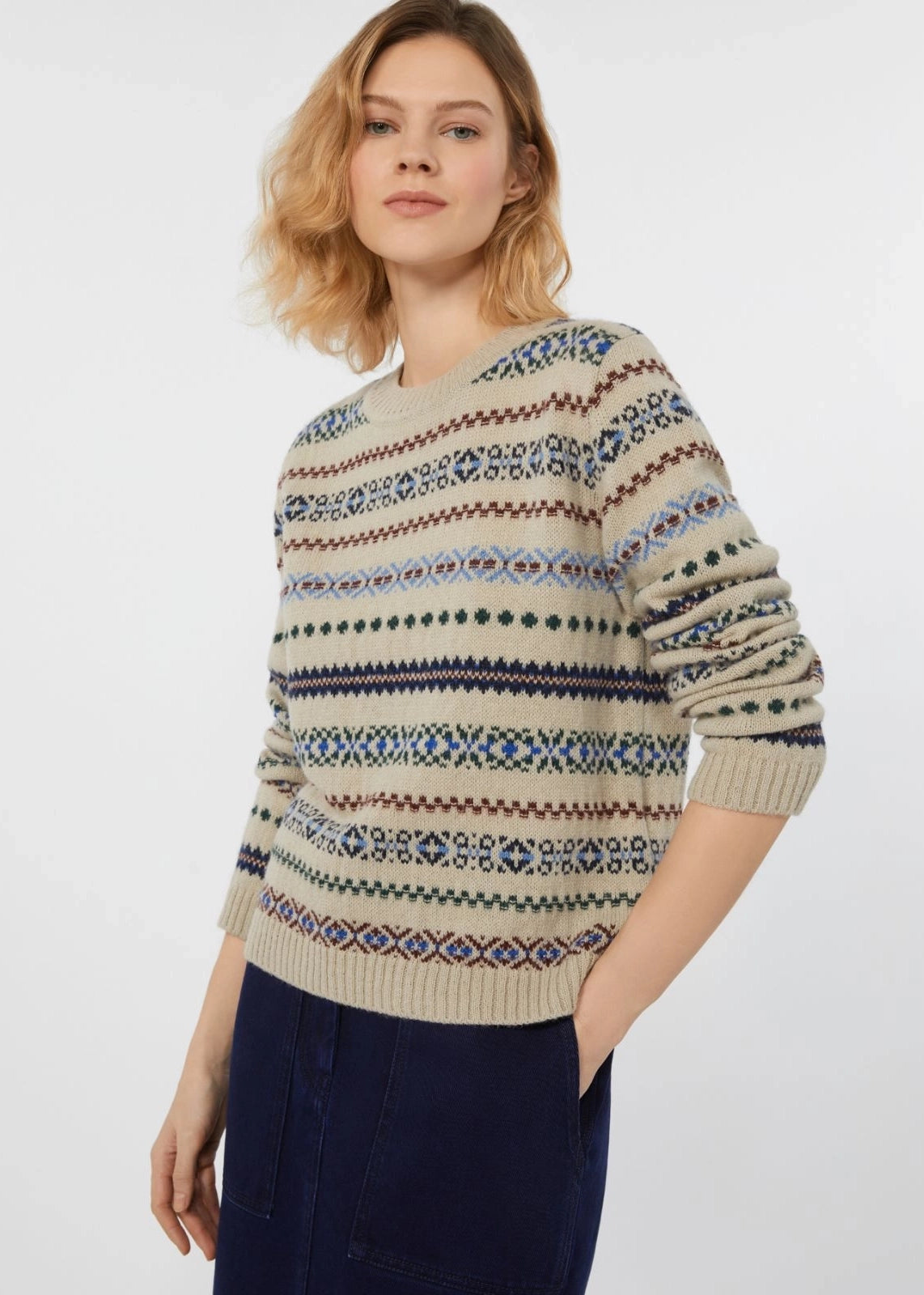 MAGLIA IN JACQUARD DI ALPACA E LANA - QUIRITE