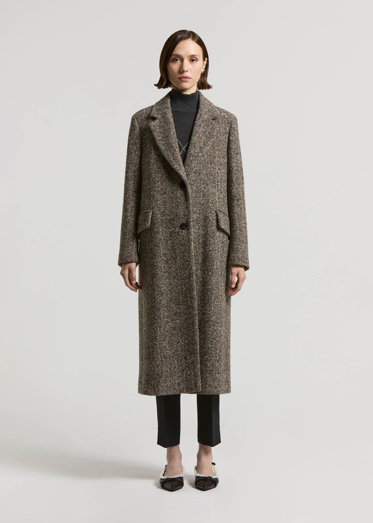 CAPPOTTO LUNGO IN RESCA DI LANA E PAILLETTES - S20171-08397