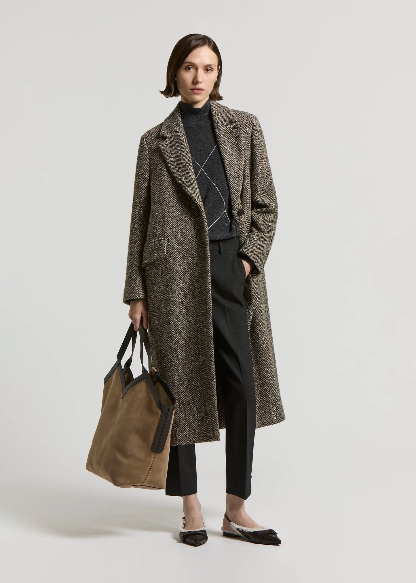 CAPPOTTO LUNGO IN RESCA DI LANA E PAILLETTES - S20171-08397
