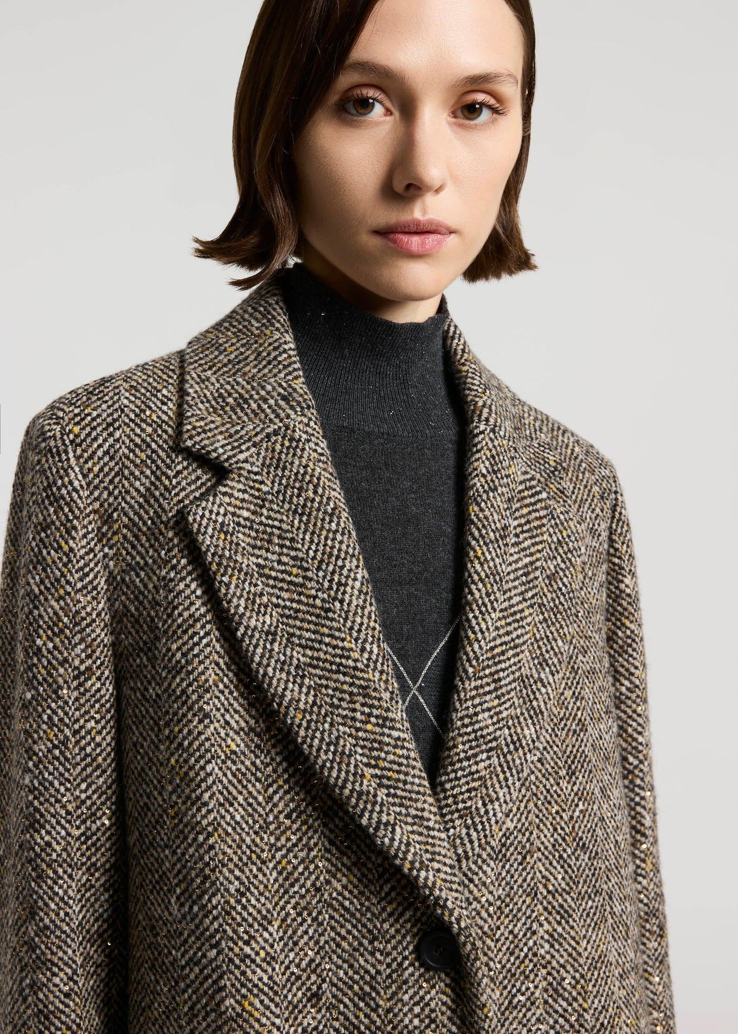 CAPPOTTO LUNGO IN RESCA DI LANA E PAILLETTES - S20171-08397