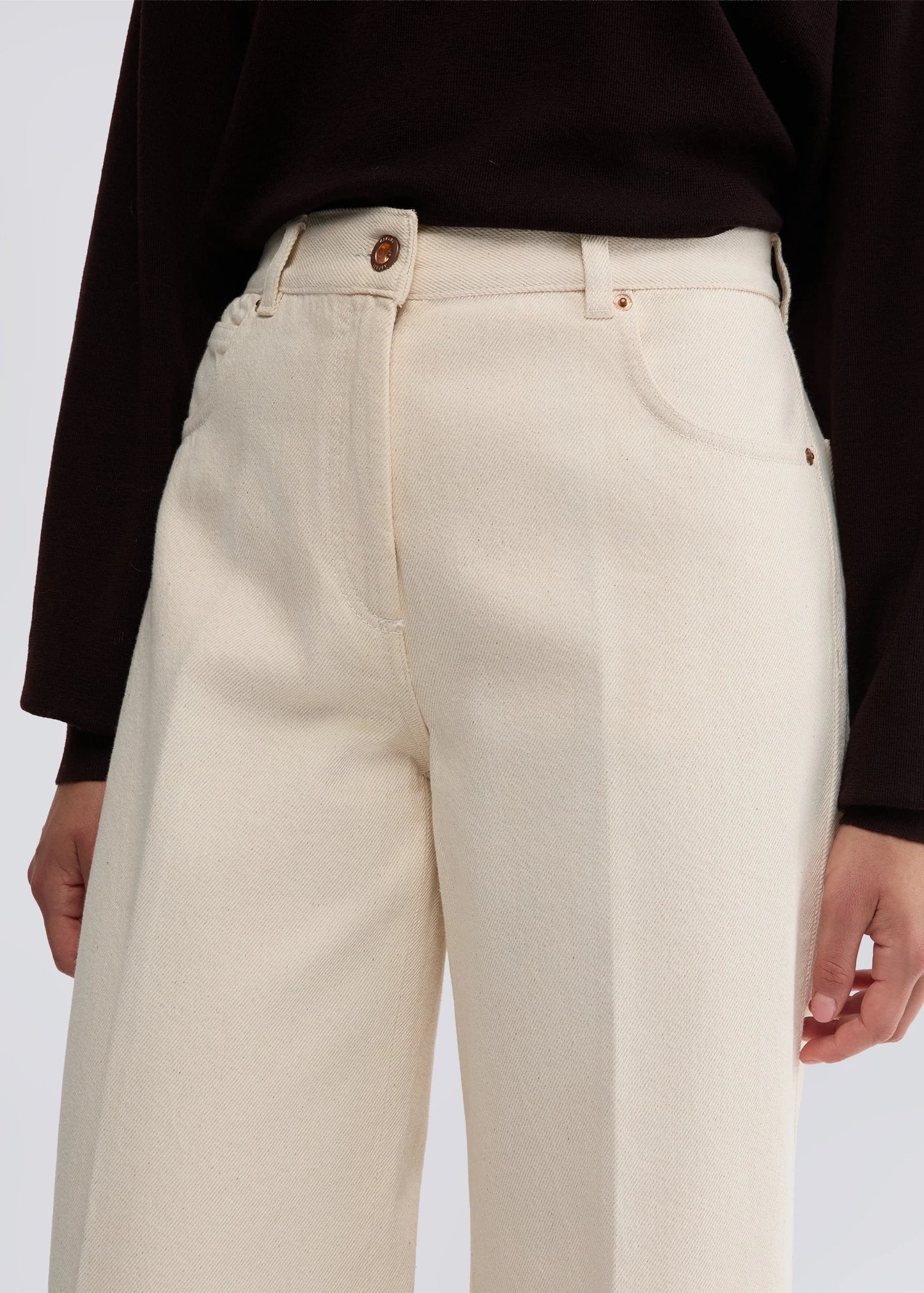 PANTALONE A VITA ALTA IN DENIM - 0160G371