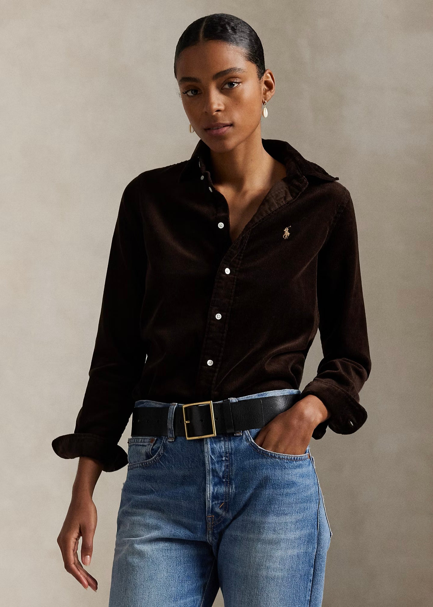 CAMICIA IN VELLUTO STRETCH SLIM-FIT - 211971526