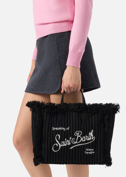 BORSA A MANO COLETTE WOOL RIB A TRECCE EFFETTO LANA IN NERO - COL0039 00207I