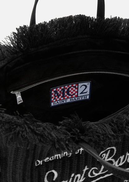 BORSA A MANO COLETTE WOOL RIB A TRECCE EFFETTO LANA IN NERO - COL0039 00207I