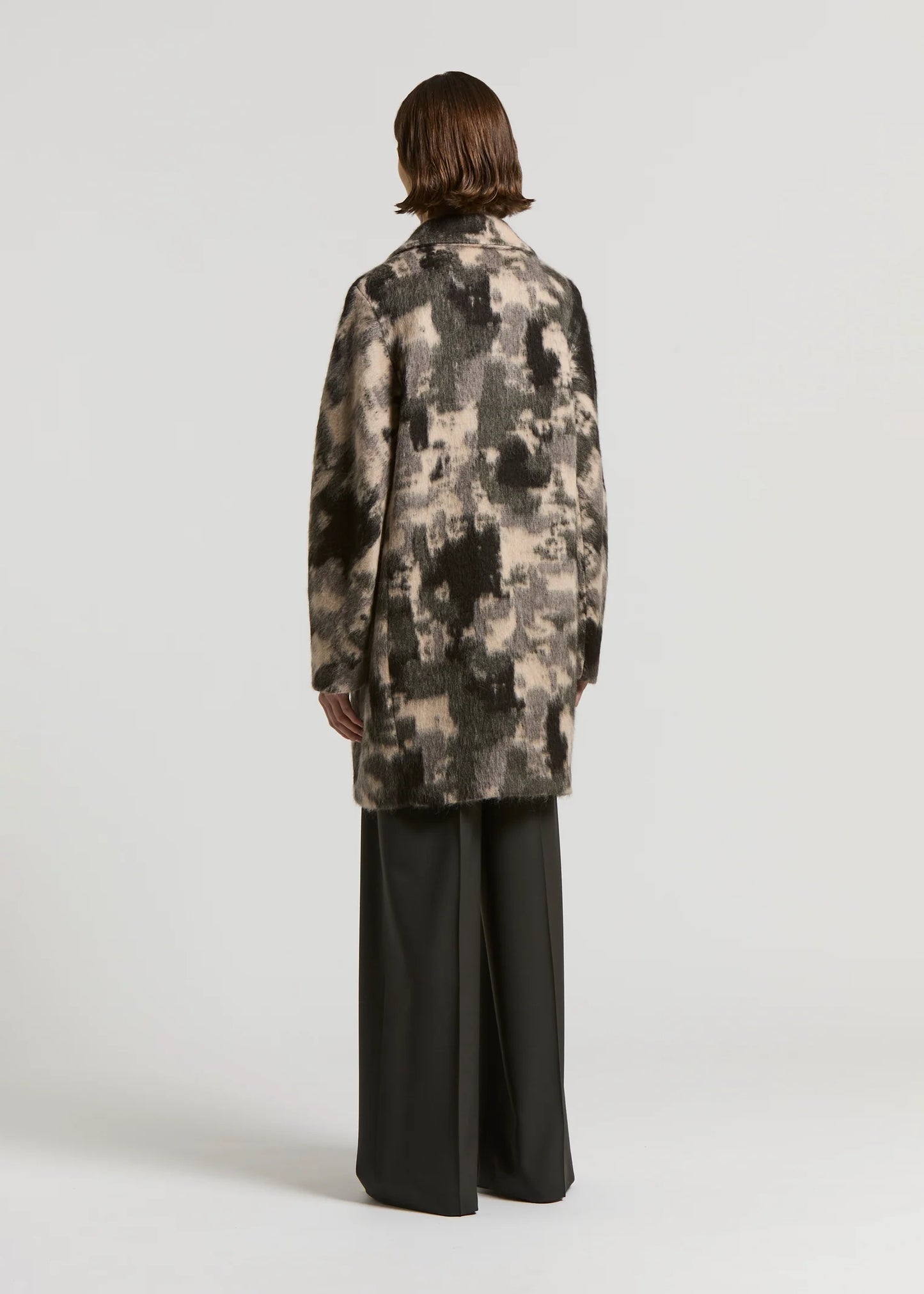 CAPPOTTO MIDI CAMOUFLAGE IN ALPACA E LANA JACQUARD -  S20157