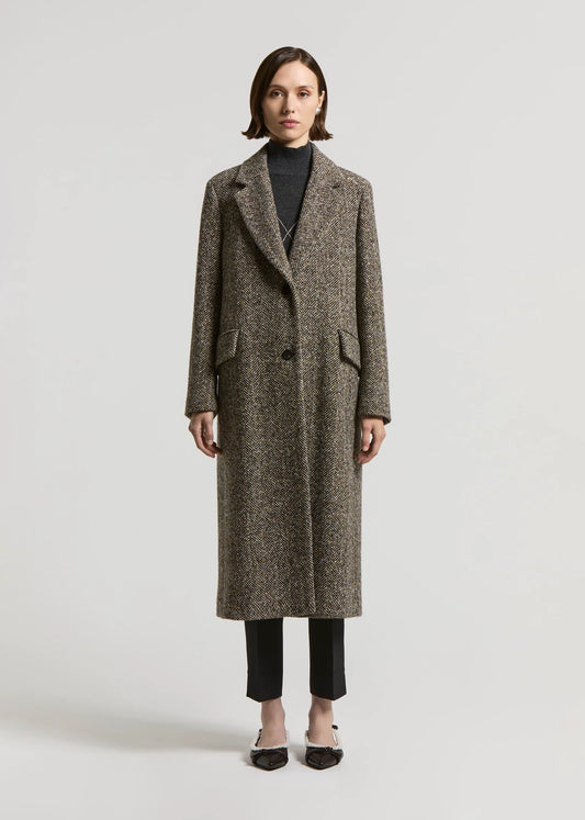 CAPPOTTO LUNGO IN RESCA DI LANA E PAILLETTES - S20171-08397