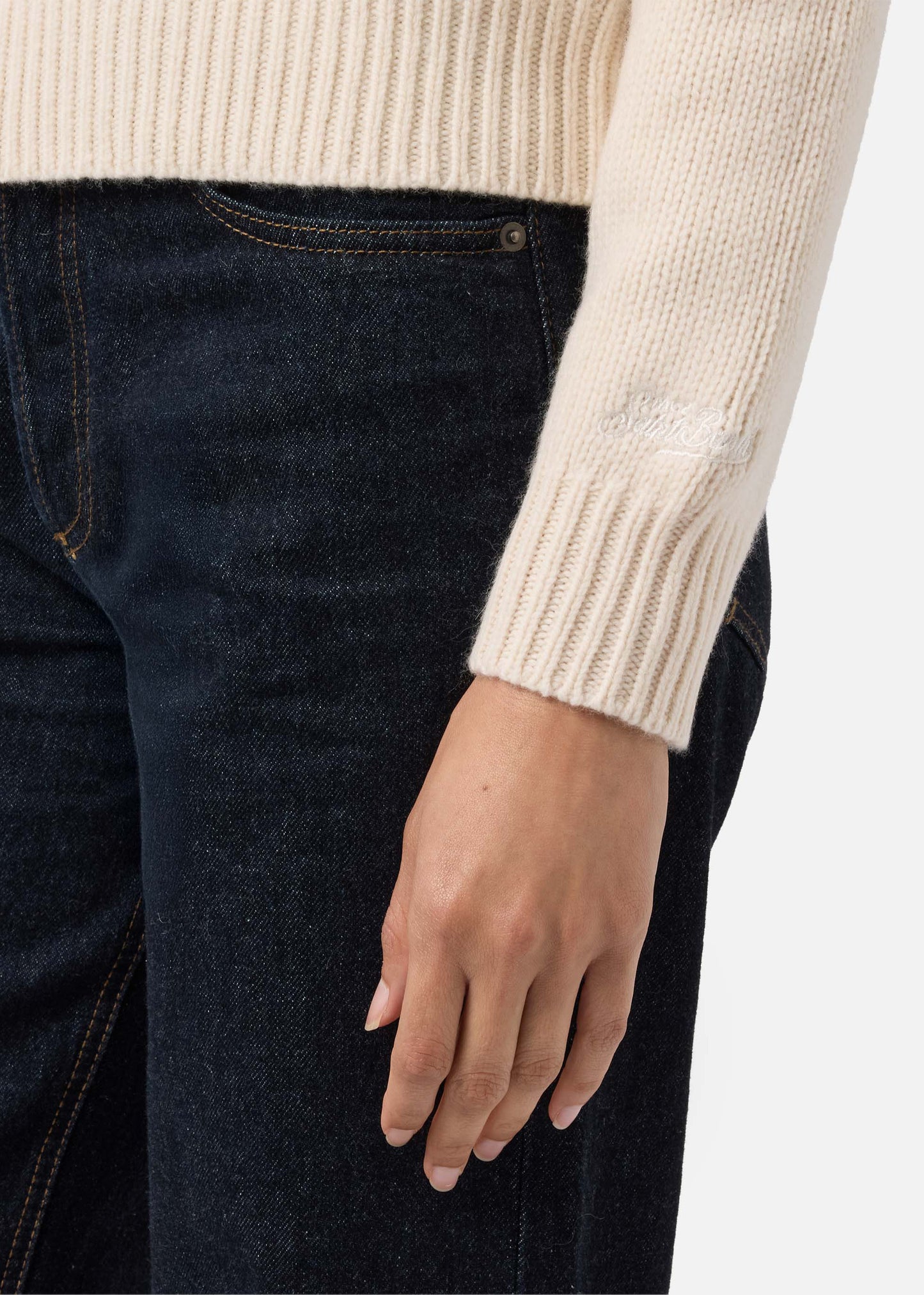 MAGLIONE KYLA IN LANA BIANCO CON JACQUARD CORTINA - KYLA002 / 00442I