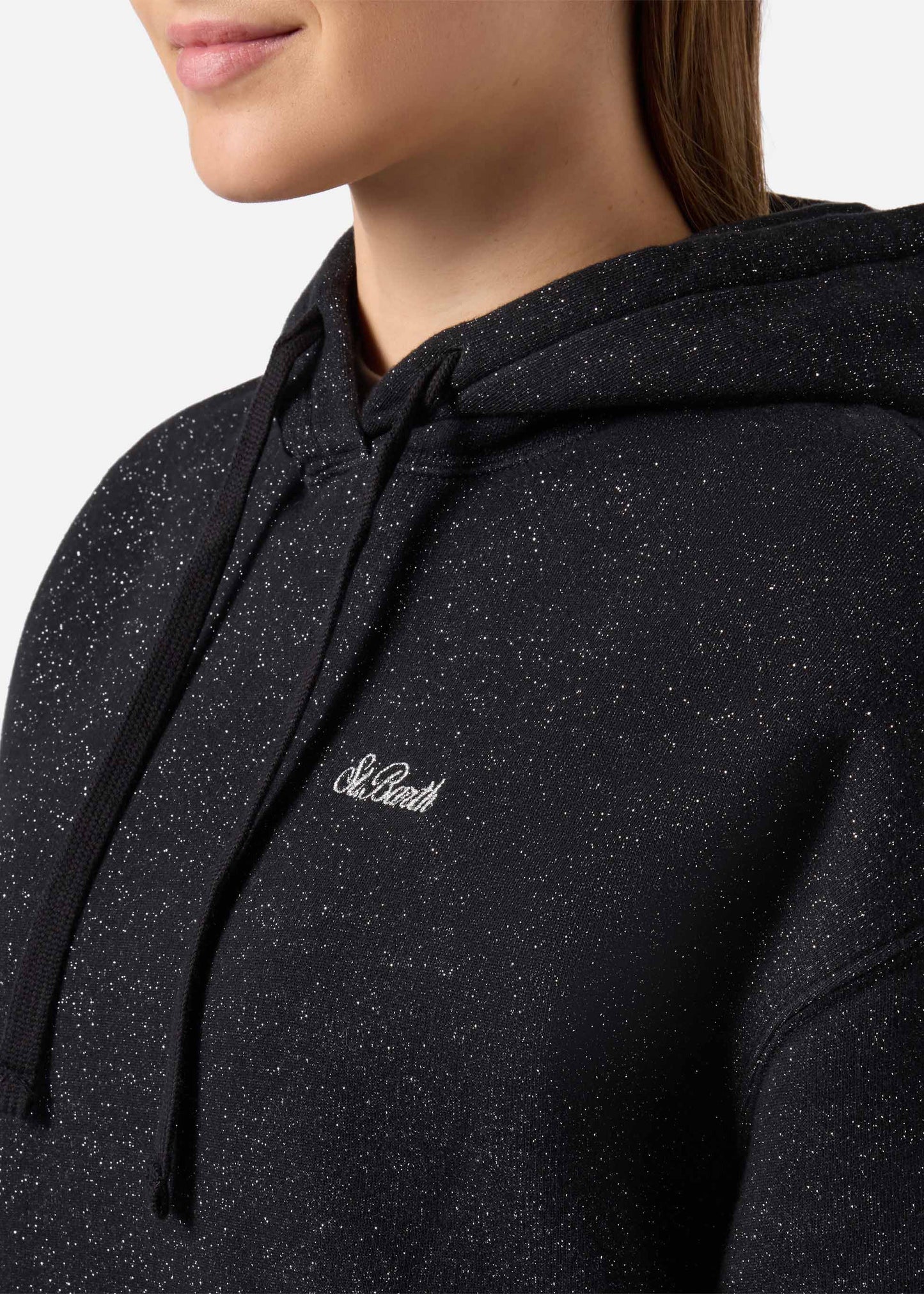 FELPA MINDY IN MISTO COTONE E LUREX NERO CON CAPPUCCIO -  MIND0007 / 00407I