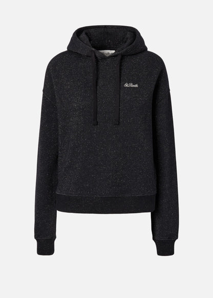FELPA MINDY IN MISTO COTONE E LUREX NERO CON CAPPUCCIO -  MIND0007 / 00407I