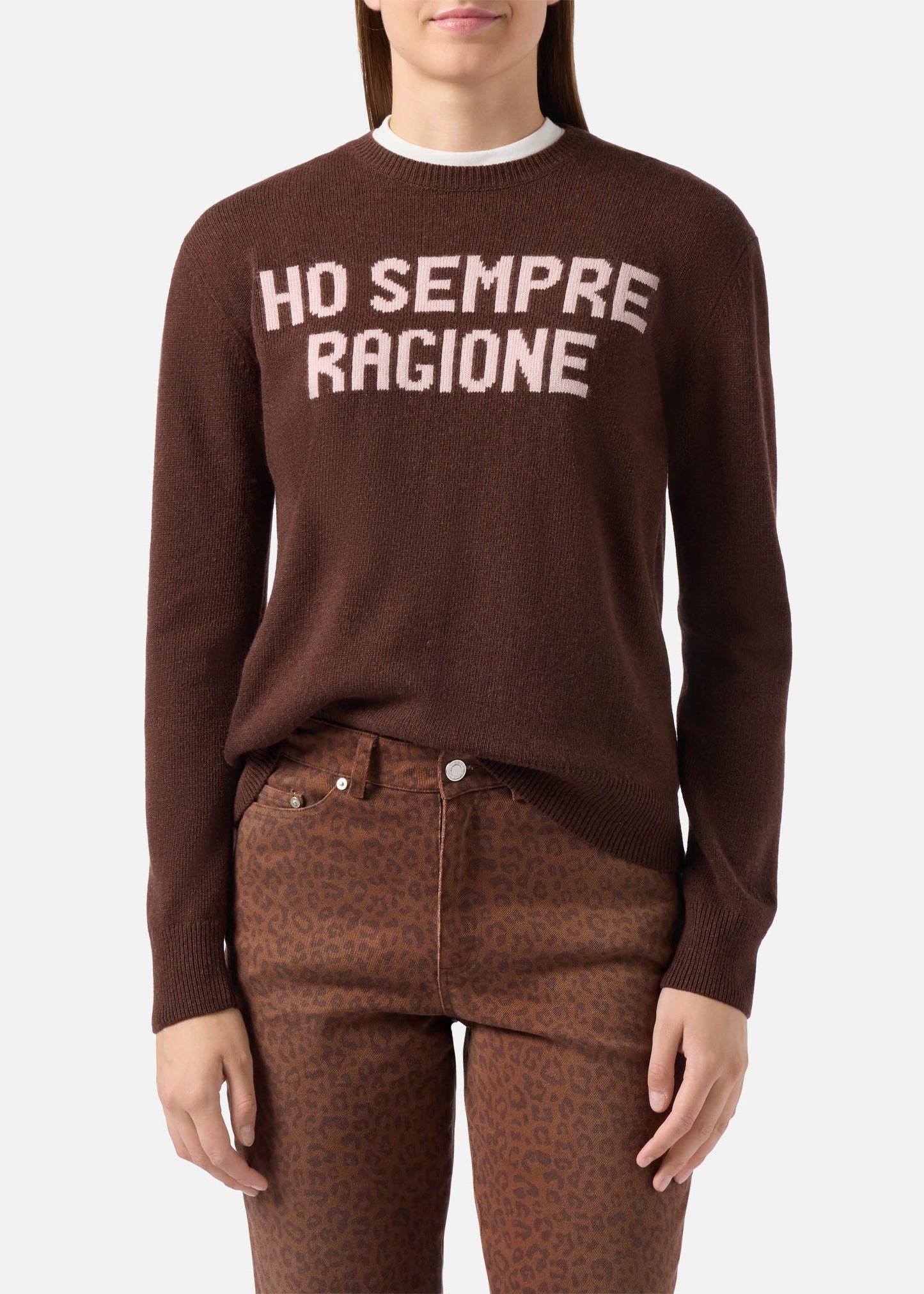 MAGLIONE NEW QUEEN IN MISTO CASHMESRE NERO CON JACQUARD HO SEMPRE RAGIONE - QUE0010 /  02121I