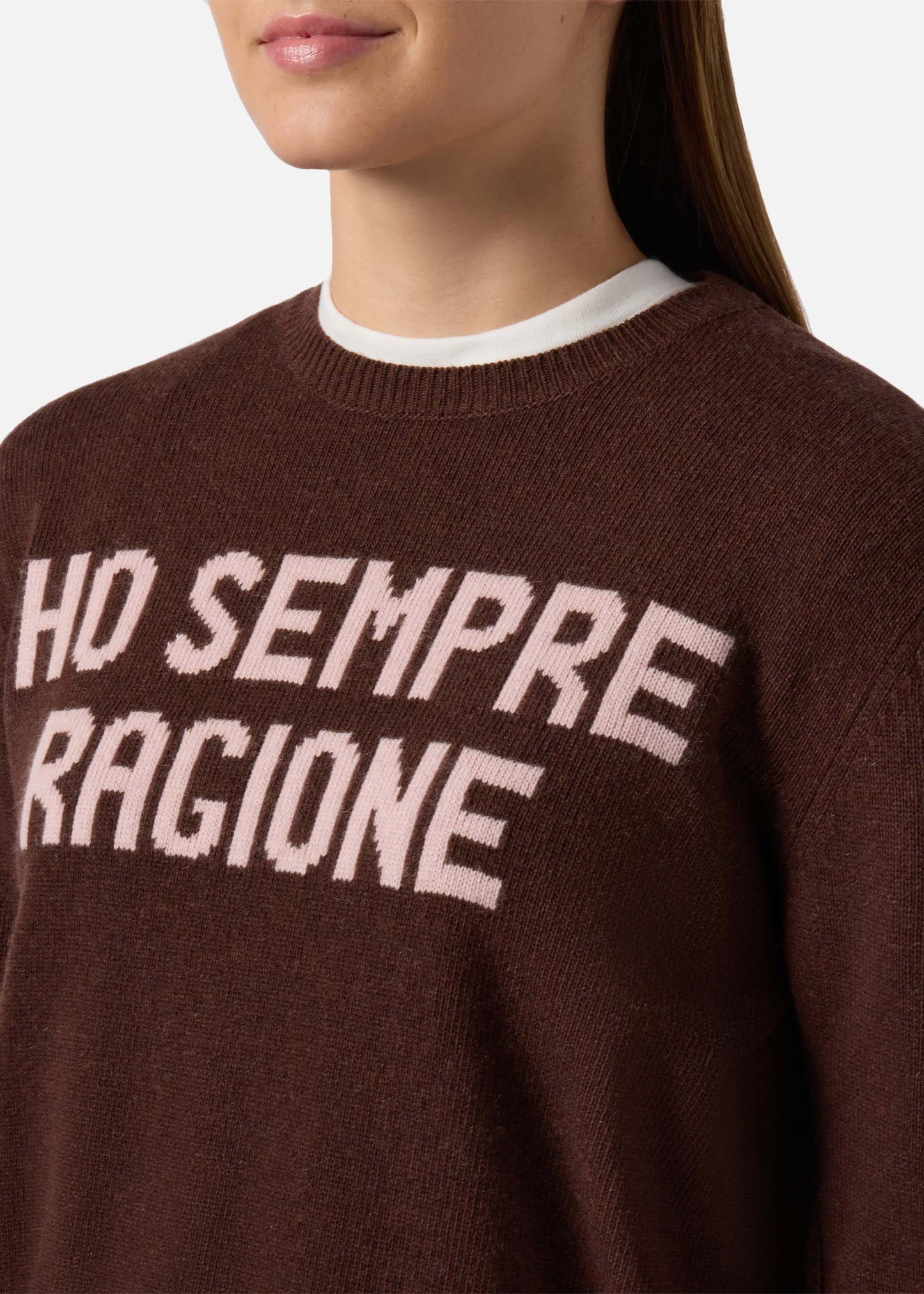 MAGLIONE NEW QUEEN IN MISTO CASHMESRE NERO CON JACQUARD HO SEMPRE RAGIONE - QUE0010 /  02121I
