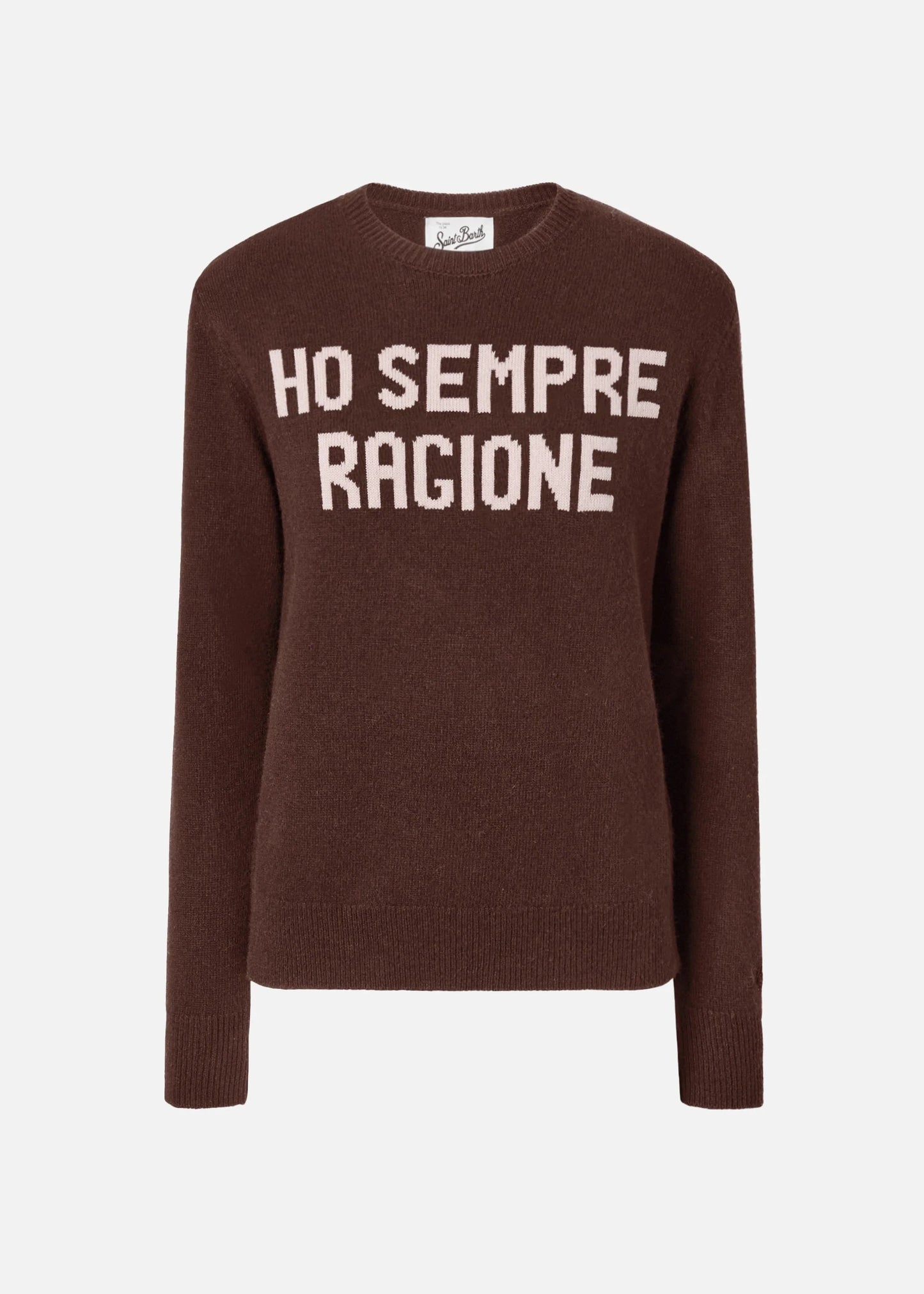MAGLIONE NEW QUEEN IN MISTO CASHMESRE NERO CON JACQUARD HO SEMPRE RAGIONE - QUE0010 /  02121I