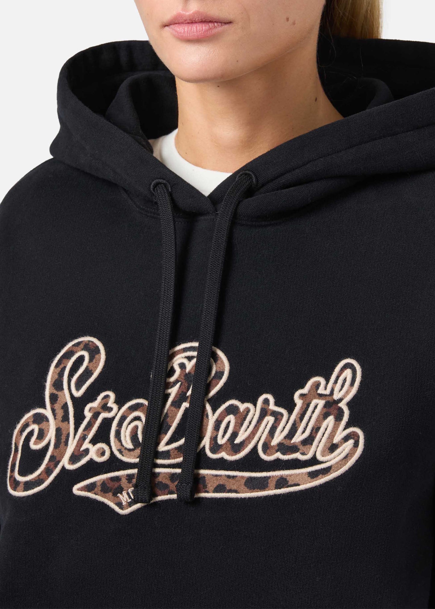 FELPA VIRGINIA IN COTONE NERO CON RICAMO ANIMALIER St. Barth - VRG0001 / 01070I